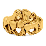 Horse Ring Oxidized Band Solid 925 Sterling Silver Thumb Ring (14mm)