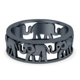 Elephant Ring Oxidized Band Solid 925 Sterling Silver Thumb Ring (7mm)