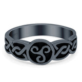 Celtic Ring Oxidized Band Solid 925 Sterling Silver (7mm)