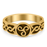 Celtic Ring Oxidized Band Solid 925 Sterling Silver (7mm)