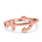 Anchor Band Rhodium Plated Ring Solid 925 Sterling Silver Thumb Ring (10mm)