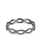 Infinity Braided Crisscross Rhodium Plated Band Ring Solid 925 Sterling Silver (3mm)