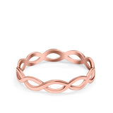 Infinity Braided Crisscross Rhodium Plated Band Ring Solid 925 Sterling Silver (3mm)