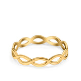Infinity Braided Crisscross Rhodium Plated Band Ring Solid 925 Sterling Silver (3mm)