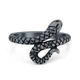 Snake Ring Oxidized Band Solid 925 Sterling Silver (17mm)