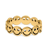 Smiley Face Band 6mm Oxidized Plain Thumb Ring 925 Sterling Silver