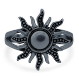 Sun Ring Oxidized Band Solid 925 Sterling Silver (18mm)