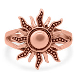 Sun Ring Oxidized Band Solid 925 Sterling Silver (18mm)