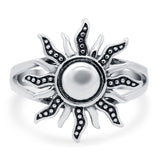 Sun Ring Oxidized Band Solid 925 Sterling Silver (18mm)