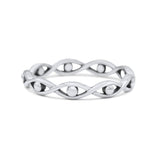 Infinity Bead Evil Eye Stackable Ring Oxidized Band Solid 925 Sterling Silver Thumb Ring (3mm)