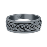 Braided Celtic New Design Spinner Style Oxidized Band Solid 925 Sterling Silver Thumb Ring 7mm(0.27)