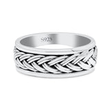 Braided Celtic New Design Spinner Style Oxidized Band Solid 925 Sterling Silver Thumb Ring 7mm(0.27)