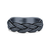 Braided Trending Modern Thick Celtic Woven Design Oxidized Band Solid 925 Sterling Silver Thumb Ring 5mm(0.19)