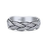 Braided Trending Modern Thick Celtic Woven Design Oxidized Band Solid 925 Sterling Silver Thumb Ring 5mm(0.19)