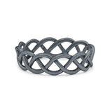 Braided Style Full Eternity Infinity Ring Oxidized Band Solid 925 Sterling Silver 7mm