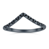 V Shape Ring Oxidized Band Solid 925 Sterling Silver Thumb Ring (7mm)