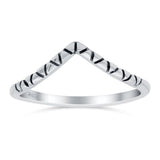 V Shape Ring Oxidized Band Solid 925 Sterling Silver Thumb Ring (7mm)
