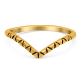 V Shape Ring Oxidized Band Solid 925 Sterling Silver Thumb Ring (7mm)