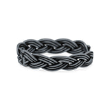 Intricate Weave Braided Knot Promise Oxidized Rope Band New Design Solid 925 Sterling Silver Thumb Ring 5mm