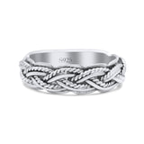 Multi Braided Twisted Rope Woven Knot Oxidized Band Solid 925 Sterling Silver Thumb Ring 6mm