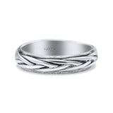 Thin Braided Band Chain Wire Style Ring Oxidized Band Solid 925 Sterling Silver Thumb Ring (4mm)