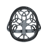 Generations New Design Celtic Tree Of Life Trending Oxidized Band Solid 925 Sterling Silver Thumb Ring 19mm