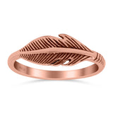 Feather Ring Oxidized Band Solid 925 Sterling Silver Thumb Ring (7mm)