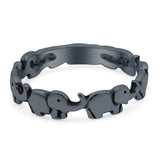 Elephants Ring Oxidized Band Solid 925 Sterling Silver Thumb Ring (4mm)