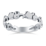 Elephants Ring Oxidized Band Solid 925 Sterling Silver Thumb Ring (4mm)