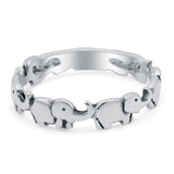 Elephants Ring Oxidized Band Solid 925 Sterling Silver Thumb Ring (4mm)