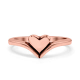 Heart V Shape Ring Oxidized Band Solid 925 Sterling Silver (7mm)