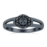 Smiling Sun Ring Oxidized Band Solid 925 Sterling Silver Thumb Ring (7mm)