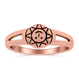 Smiling Sun Ring Oxidized Band Solid 925 Sterling Silver Thumb Ring (7mm)