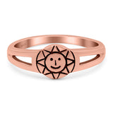 Smiling Sun Ring Oxidized Band Solid 925 Sterling Silver Thumb Ring (7mm)