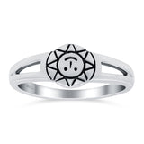 Smiling Sun Ring Oxidized Band Solid 925 Sterling Silver Thumb Ring (7mm)