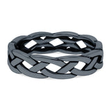 Braid Ring Oxidized Band Solid 925 Sterling Silver (5mm)