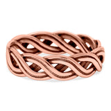Crisscross Ring Oxidized Band Solid 925 Sterling Silver (5mm)