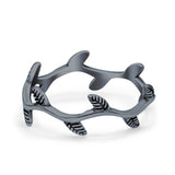 Vine Ring Oxidized Band Solid 925 Sterling Silver Thumb Ring (7mm)