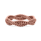 Infinity Weave Twisted Leaf Style Oxidized Band Solid 925 Sterling Silver Thumb Ring (4mm)