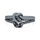 Stylish Loop Knot Rope and Infinity Double Row Oxidized Band Thumb Ring (10mm)