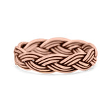 Classic Braided Style Weave Rope Knot Oxidized Band Thumb Ring (4mm)