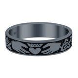 Claddagh Band Oxidized Ring Solid 925 Sterling Silver Thumb Ring (5mm)