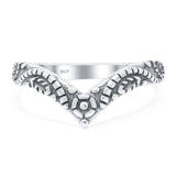 V Shape Band Oxidized Ring Solid 925 Sterling Silver Thumb Ring (7mm)