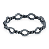 Rope Ring Oxidized Band Solid 925 Sterling Silver Thumb Ring (4mm)