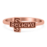 Believe Cross Band Oxidized Ring Solid 925 Sterling Silver (7mm)