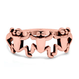 Frogs Oxidized Band Solid 925 Sterling Silver (9mm)
