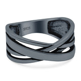 Crisscross Ring Oxidized Band Solid 925 Sterling Silver Thumb Ring (8mm)