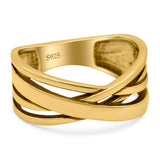 Crisscross Ring Oxidized Band Solid 925 Sterling Silver Thumb Ring (8mm)
