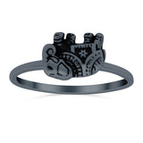 Elephant Ring Oxidized Band Solid 925 Sterling Silver Thumb Ring (7mm)