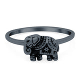 Elephant Ring Oxidized Band Solid 925 Sterling Silver Thumb Ring (7mm)